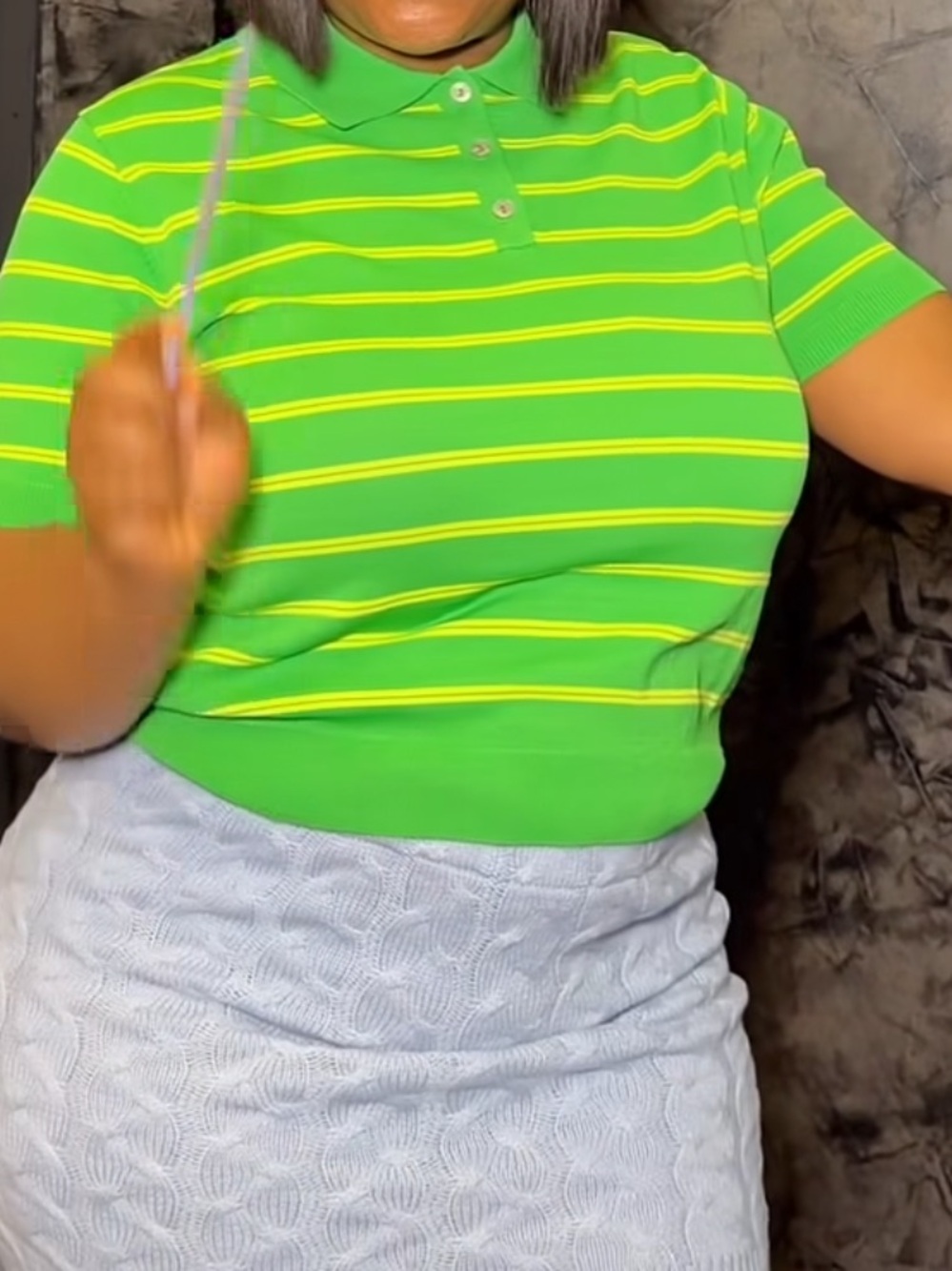 Zara Green Striped Polo Shirt